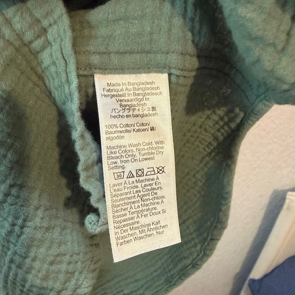 J. Crew Cotton Gauze Button Down Shirt Small Sage Green Coastal Boho